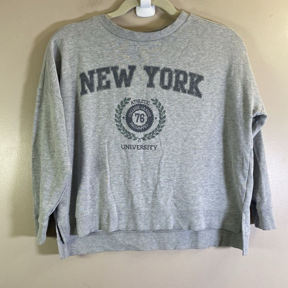 NYU Colsie Cropped Boxy  Sweatshirt Womens Medium New York University Gray